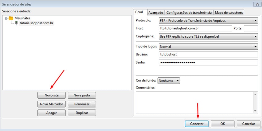 Como configurar o Filezilla