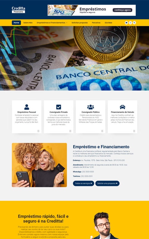 Creditta - Site para financeiras, seguradora, empresa de empréstimos e corretores