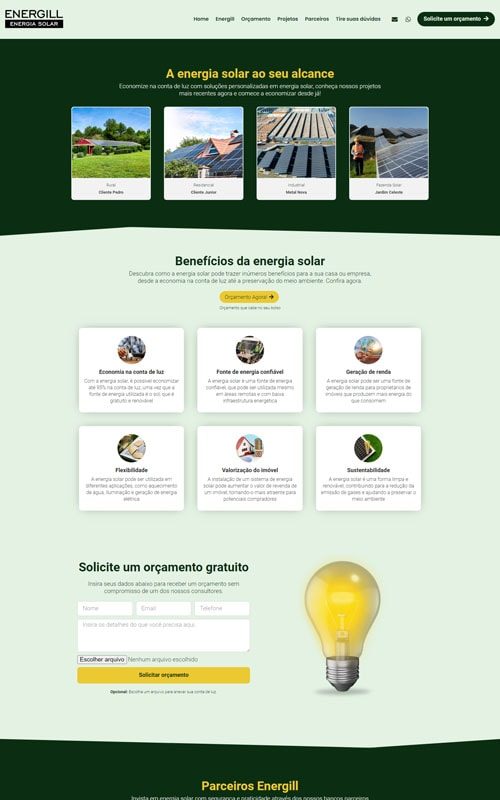 Criação de Página de Venda para Empresa de Energia Solar