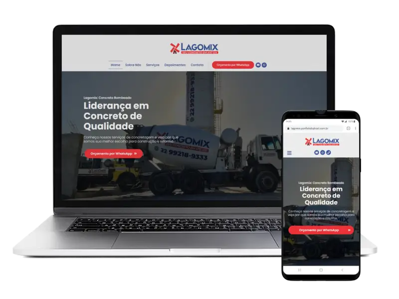 Construção de site para empresa Lagomix