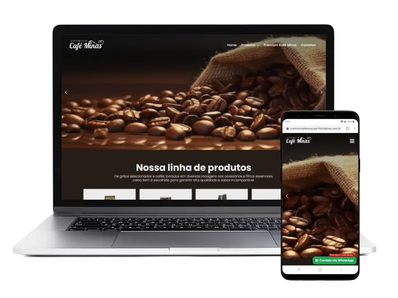 Construção de site para empresa Premium Café Minas