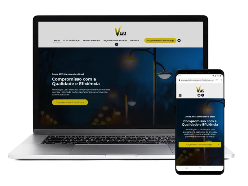 Construção de site para empresa VLed Iluminação