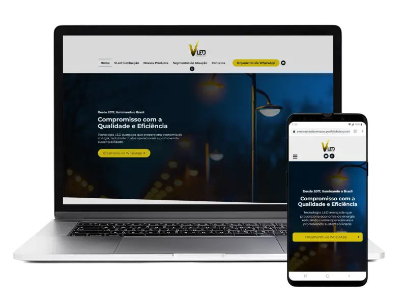 Construção de site para empresa VLed Iluminação