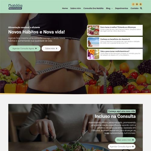 Crie um site para nutricionista com o modelo Natália. É fácil, rápido e custa apenas R$57mês