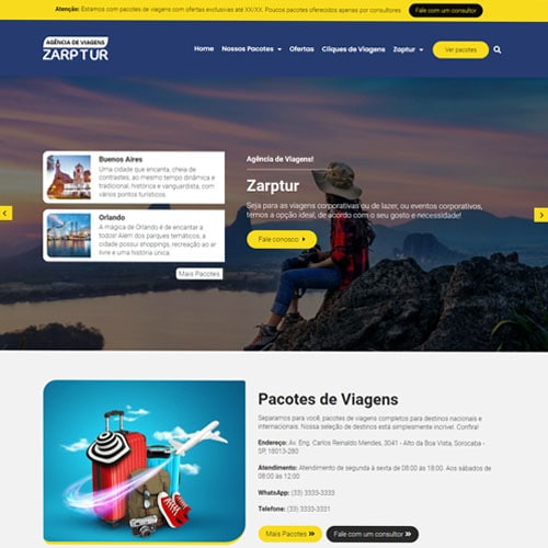 Crie um site para sua agência de viagens com o modelo Zarptur