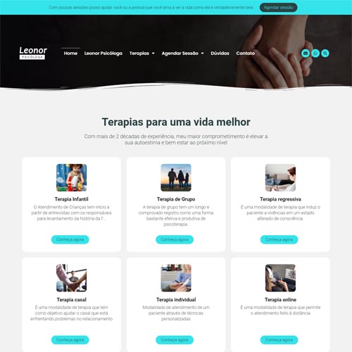 Crie um site para você psicólogo com o modelo Leonor, com agendamento online de consulta