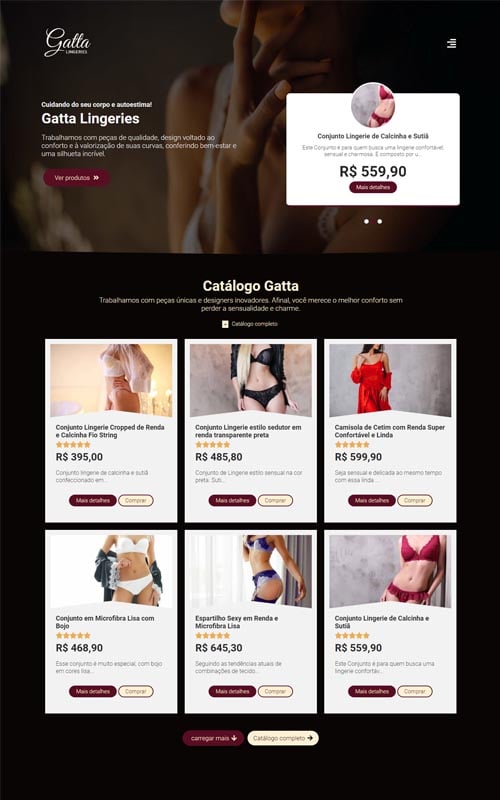 Gatta - Site para representantes de moda íntimas, lingeries, roupas e peças íntimas