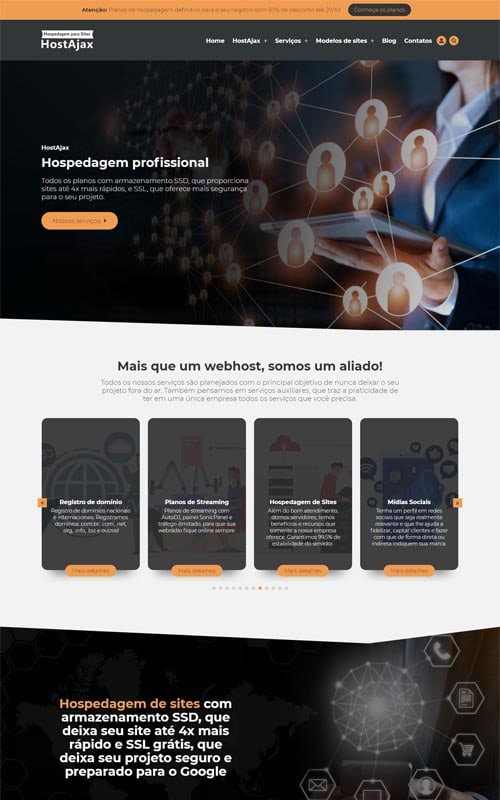 HostAjax - Site para empresas de hospedagem de sites e agências de marketing digital