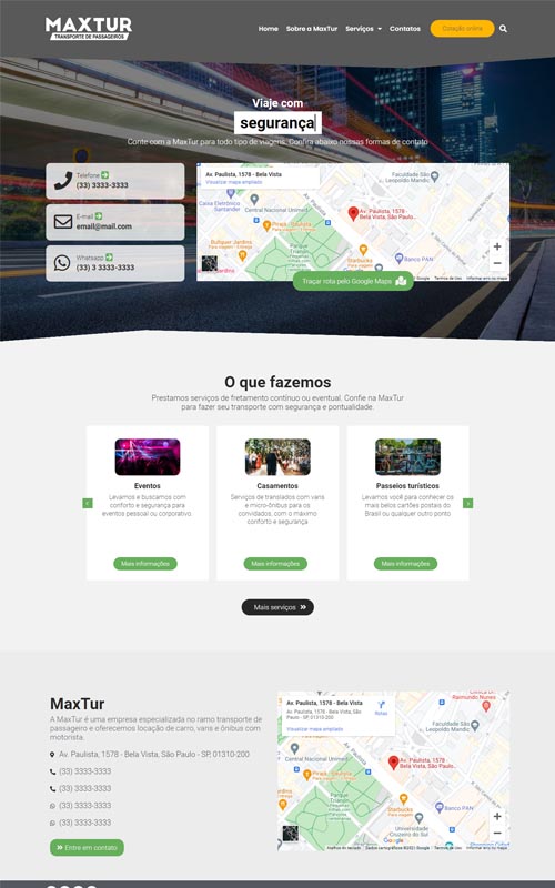 MaxTur - Site para empresas de viagens, transporte de pessoas, vans, escolares.