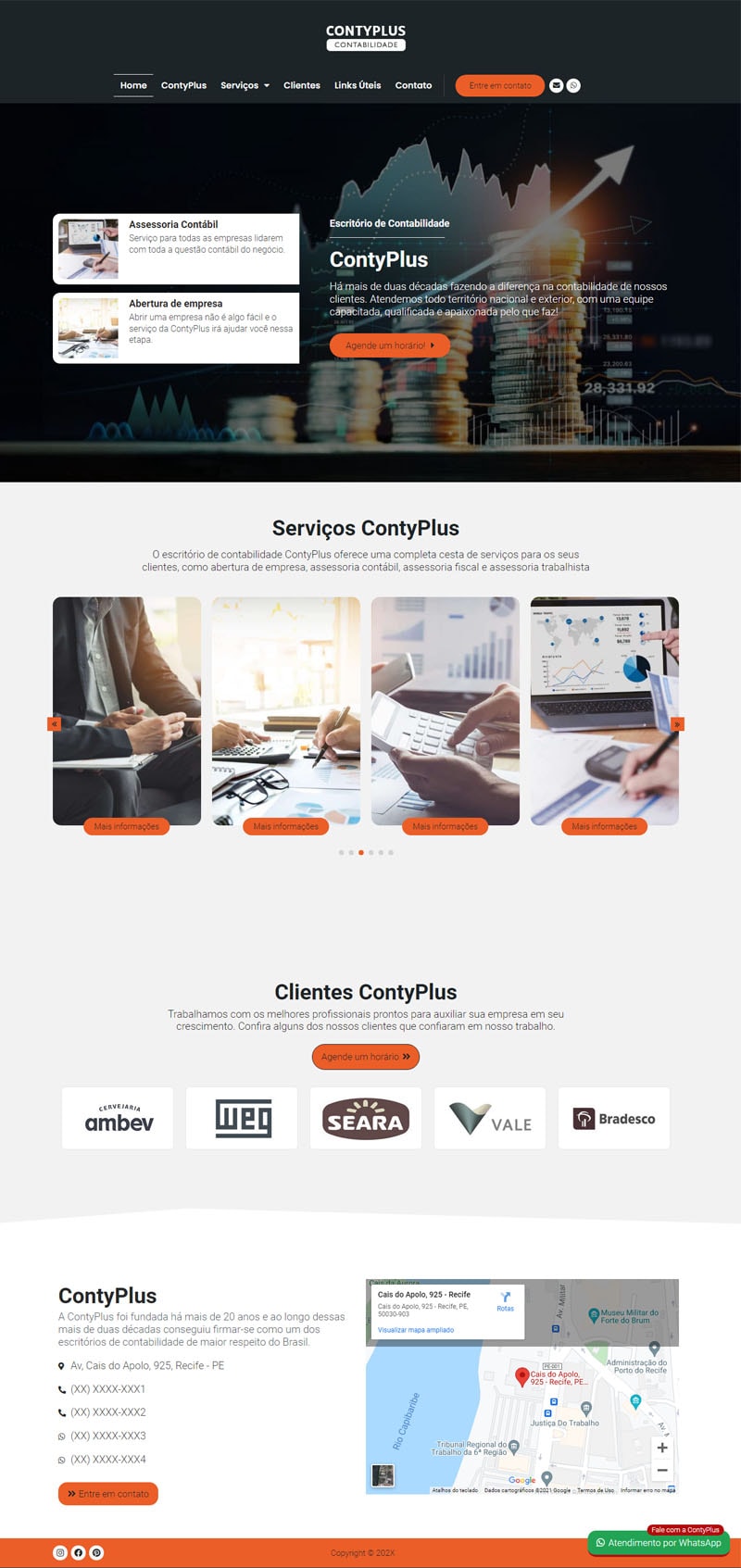 Página inicial ContyPlus - Modelo de site para escritórios de contabilidade, contadores e empresas contábeis