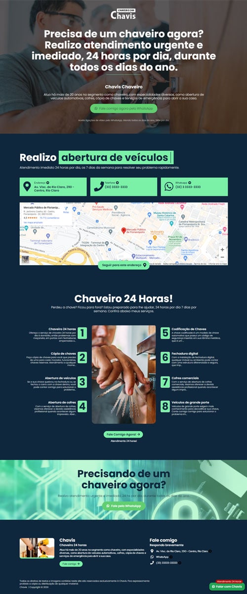 Página inicial completa Chavis - Site para Chaveiros