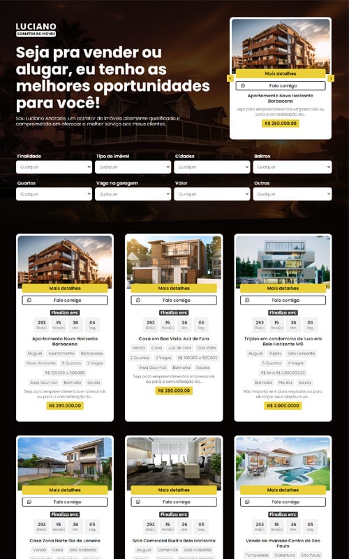 Projeto Luciano - Site com Página de venda para corretores de imóveis