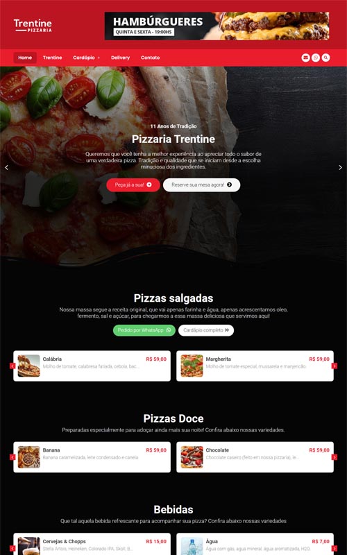 Criação e Desenvolvimento de site para o Bunga Bunga Pizzas e