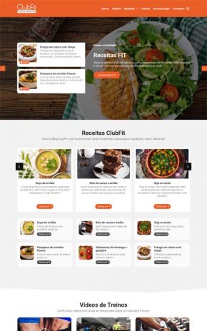 ClubFit - Site com blog de receitas de comidas fitness, culinária ou gastronomia.