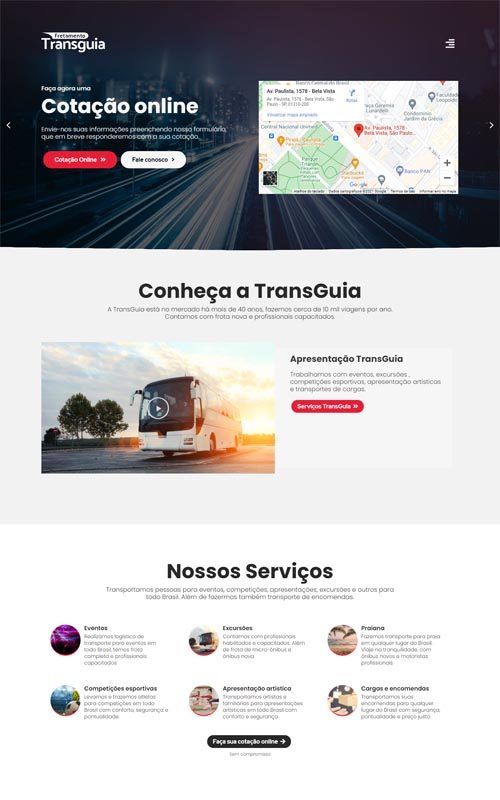 TransGuia - Site para empresas de viagens, excursões, passeios turísticos e transporte de pessoas.